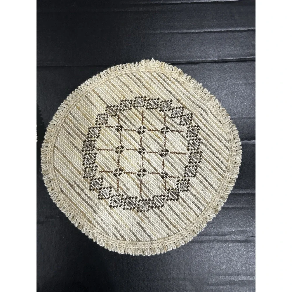 Vintage Woven Tapestry Placemats Set 2 Round 13